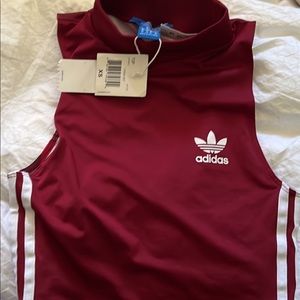 Maroon Adidas top XS